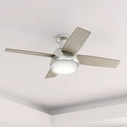 Hunter - Dempsey Indoor Low Profile Ceiling Fan With Light, Remote, 44-inch, Brushed Nickel, Modern-style, 3-speed WhisperWind Motor, 50282, for living rooms, bedrooms, home offices, kitchens